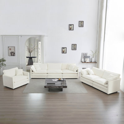 Canapé moderne, canapé modulaire à assise très profonde 3 pièces pour salon, canapé surdimensionné, canapé 3 places, causeuse et canapé simple chenille
