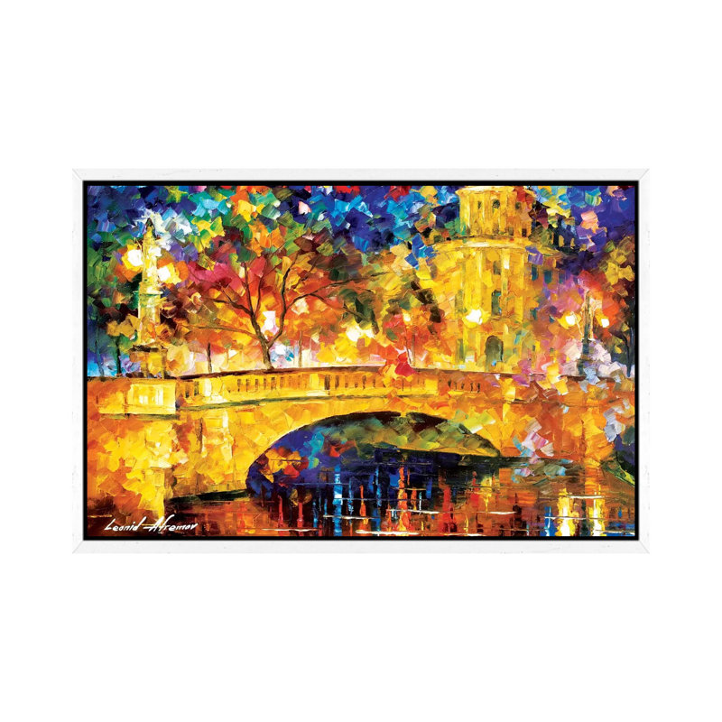 River City by Leonid Afremov - Painting on Canvas, 66.04 cm H x 45.72 cm W, White Framed Canvas
