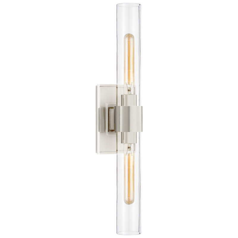 Ian K. Fowler Presidio Petite Double Sconce, Clear, Polished Nickel