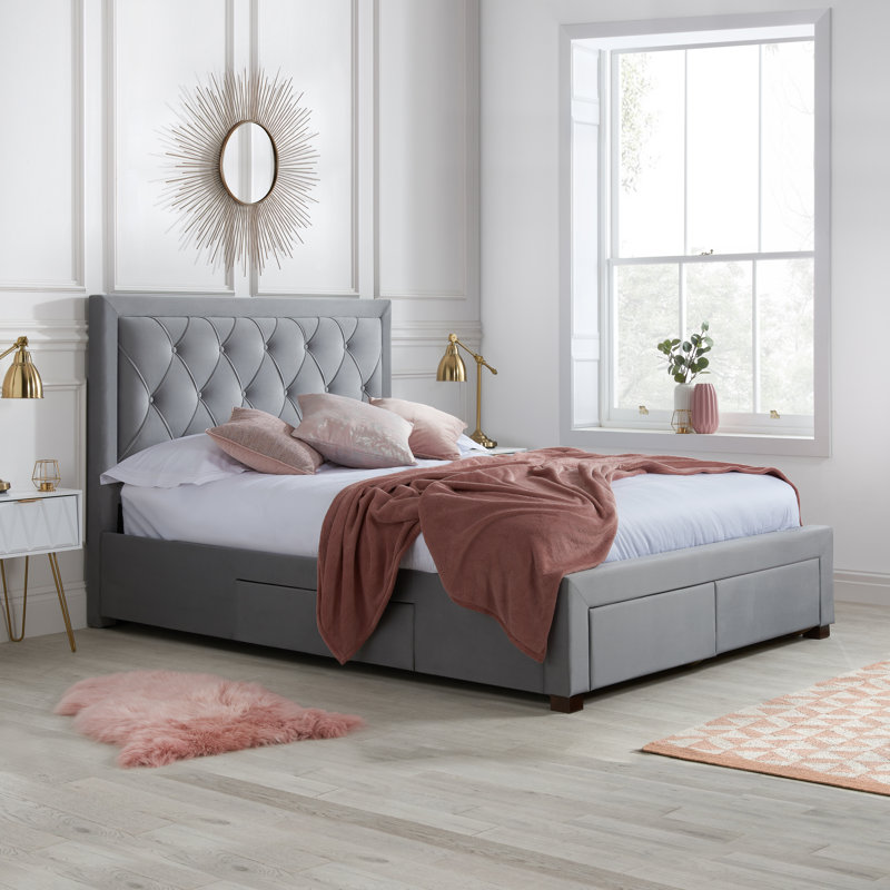 Pembroke Upholstered Bed Frame, Kingsize (5'), Grey