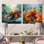 «Tropical Red Lobster I» - ensemble de 2 carrés décoratifs en métal animaux côtiers