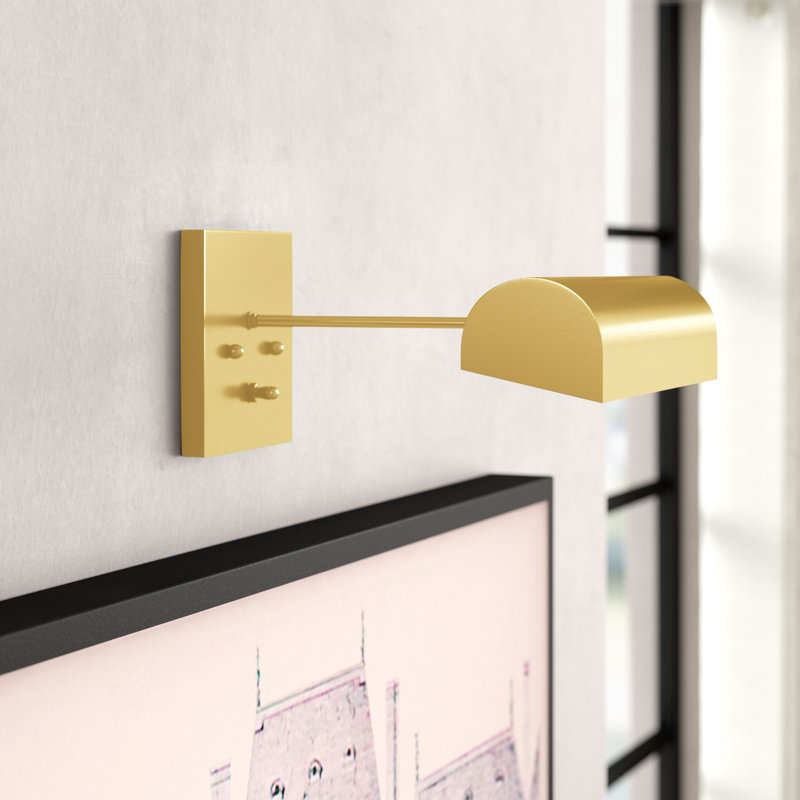 Cherno Dimmable Wall Mounted Picture Light, Polished Brass, 4.5" H x 14" W x 9.25" D
