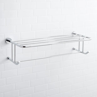 Industrial Pipe Shelving Farmhouse Bathroom Shelves with Towel Bar Towel Rack Over Rustic Wall Wood Shelves 19.7 in.