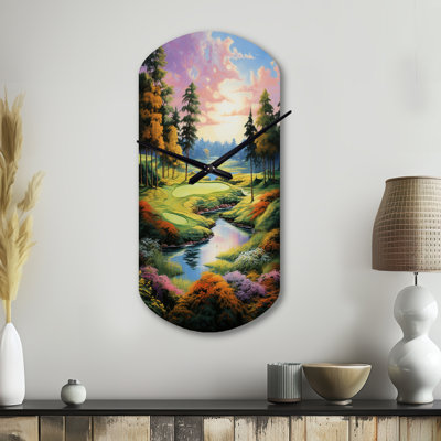 Golf Enchanted Greens - Golf Asymmetrical Metal Wall Clock, Modern Unique Shape Wall Clock Print