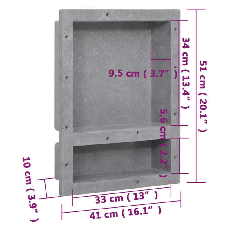 Matt Gray SMC Shower Niche with 2 Compartments
