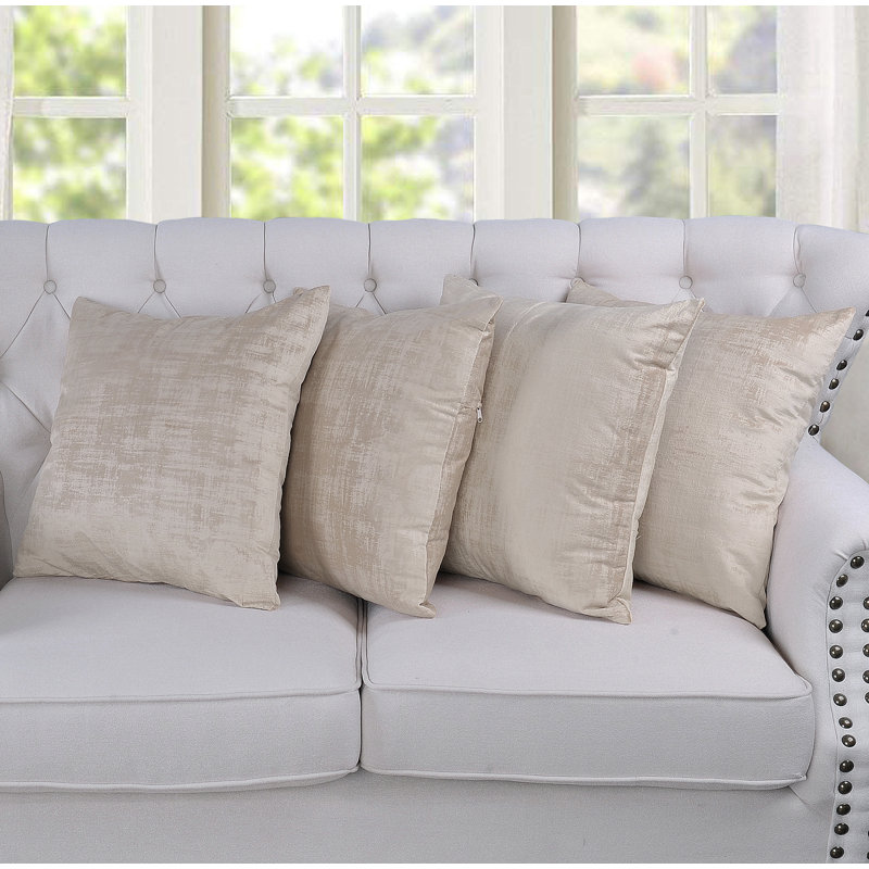 Textured Velvet Throw Pillow Cover, Tapioca