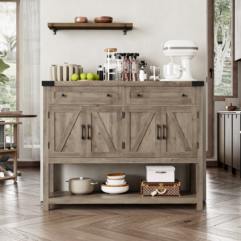 Darius 47.2" Wood Console Table with 2 Drawers, Gray Base/Gray Top