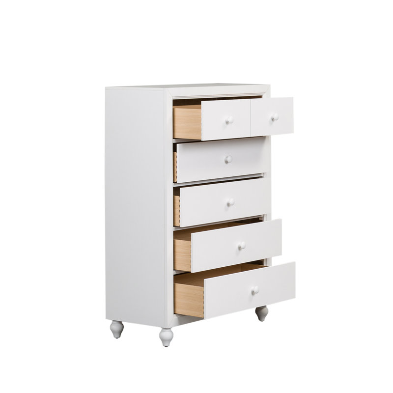 Commode standard 5 tiroirs , Blanc