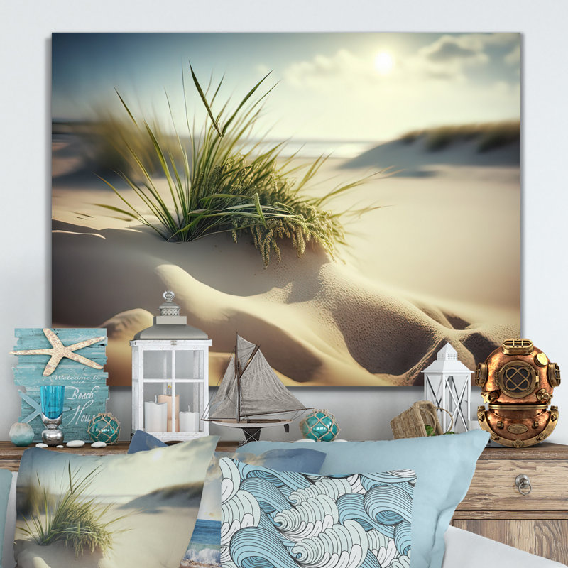 «Grass on Sand Dunes I», reproduction sur toile, H 12 po x l 20 po x P 1 po, Encadrement doré