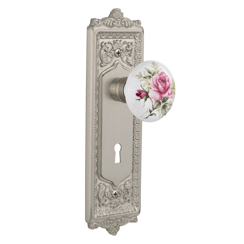 Bouton de porte de mortaise intérieur Egg & Dart, Nickel satiné