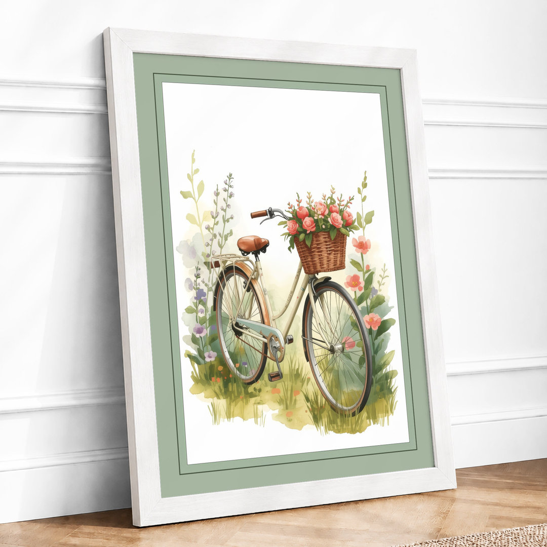 Bicycle in Bloom Vintage Framed Art Print