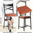 22" Counter Height Bar Stools Set of 4, PU Upholstered Seat, Metal Frame, X-Back, Brown-1864570062-1864570060-1864570064