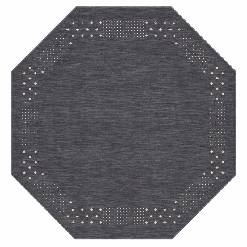 Hand Knotted Loom Wool Eco-Friendly Area Rugs  - Octagon | Charcoal Color | Contemporary Modern | High Pile Thick Handmade Anti Skid Area Rugs for Living Room, Bed Room