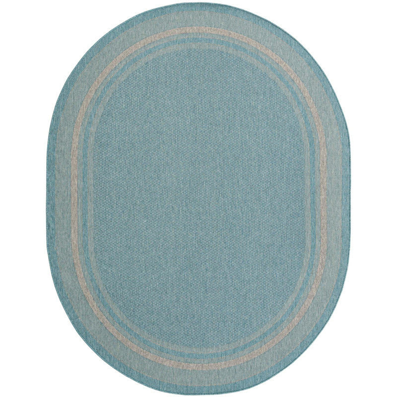 Tapis sarcelle intérieur / extérieur Reyyan, Ovale 7 pi 10 po x 10 pi, Teal