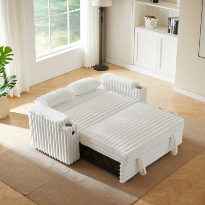 Canapé-lit blanc avec accoudoirs avec rangement et port USB