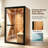 African Okoume Wood 2-Person Traditional Steam Sauna – 3000W 220-240V Indoor with Wet/Dry Heater, Volcanic Stones & 3-Side Tempered Glass