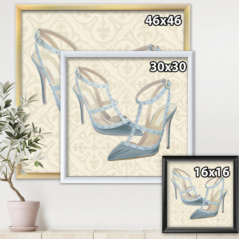 Chaussures glamour bleues, reproduction de cadre photo sur toile, H 30 po x l 30 po x P 1 po, Cadre noir