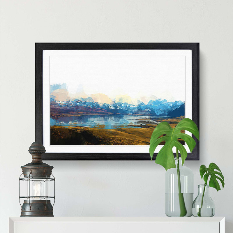 Lake Tekapo in New Zealand in Abstract - Picture Frame Graphic Art Print, 36cm H x 48cm W x 2cm D, Black Framed