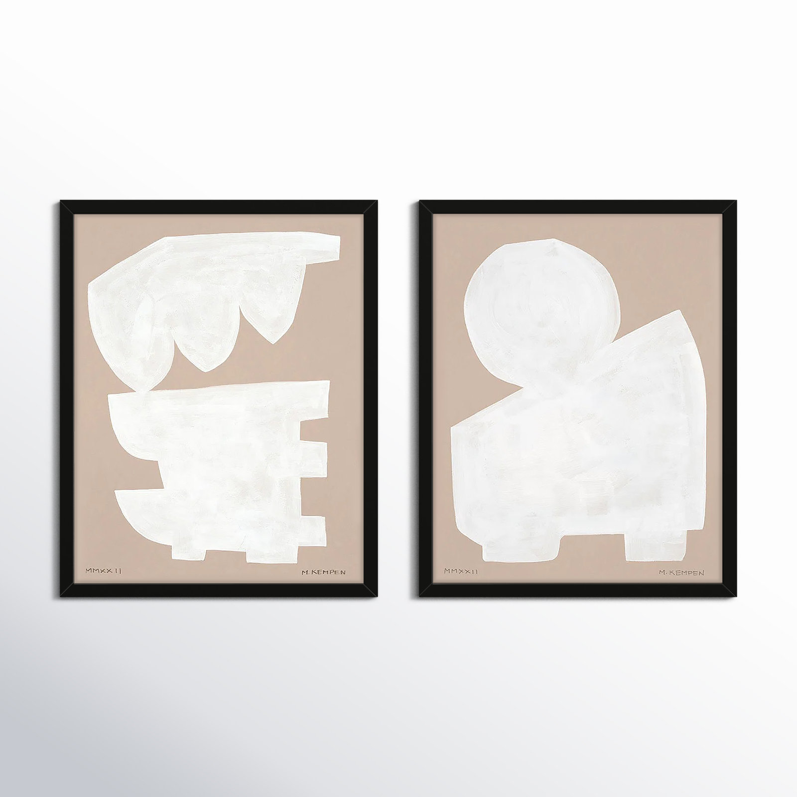 Gallman "Modules in White" 2-Piece Print Set, Black Framed, 40" W x 50" H