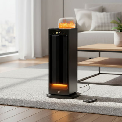 Living And Home 2000W 6824 BTU Electric Tower Space Heater with Adjustable Thermostat and with Digital Display