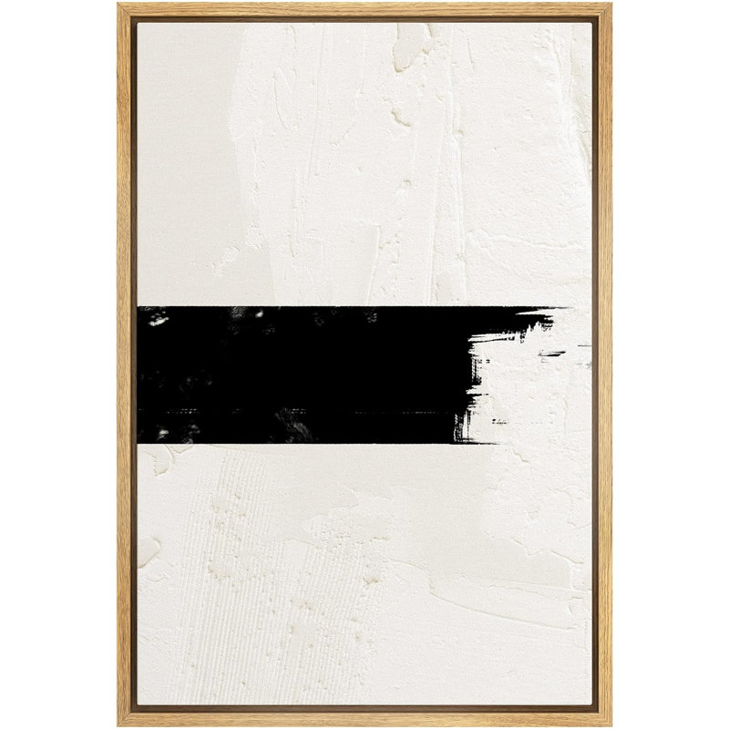 Décoration murale nordique contemporaine géométrique à rayures géométriques noires et brun clair, Cadre flottant naturel