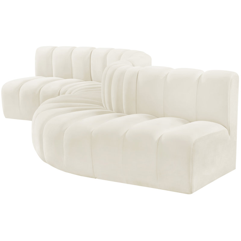 Izelia Upholstered Curved Sectional Reversible, Cream Velvet