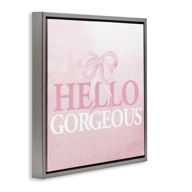 Cadre flottant féminin «Hello Gorgeous», conception de Kim Allen, H 18 po x l 18 po, Cadre flottant gris lustré