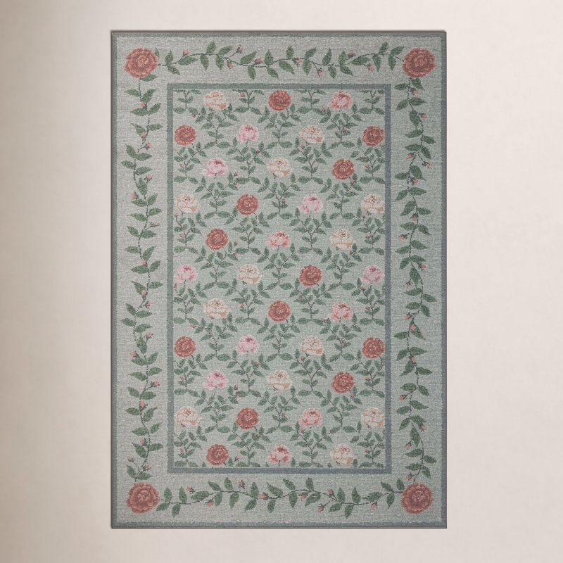 Rifle Paper Co. x Loloi Wildwood Green Area Rug, Green, Rectangle 8'4" x 11'6"