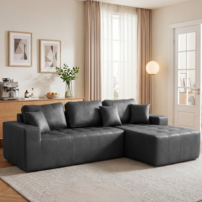 Faux Leather L-shaped Sectional Sofa