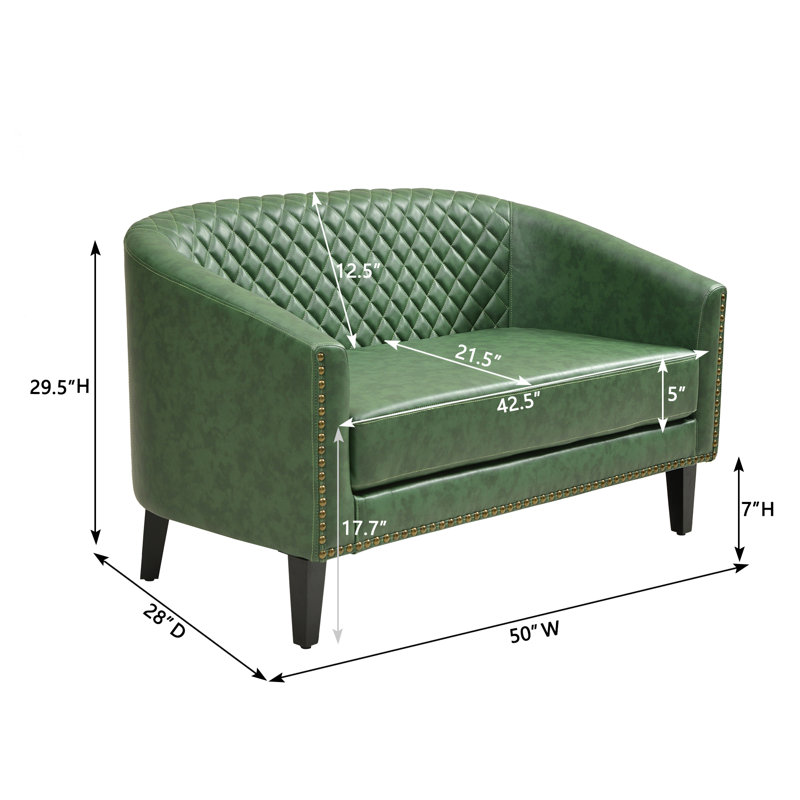 3- Piece Faux Leather Living Room Set, Green