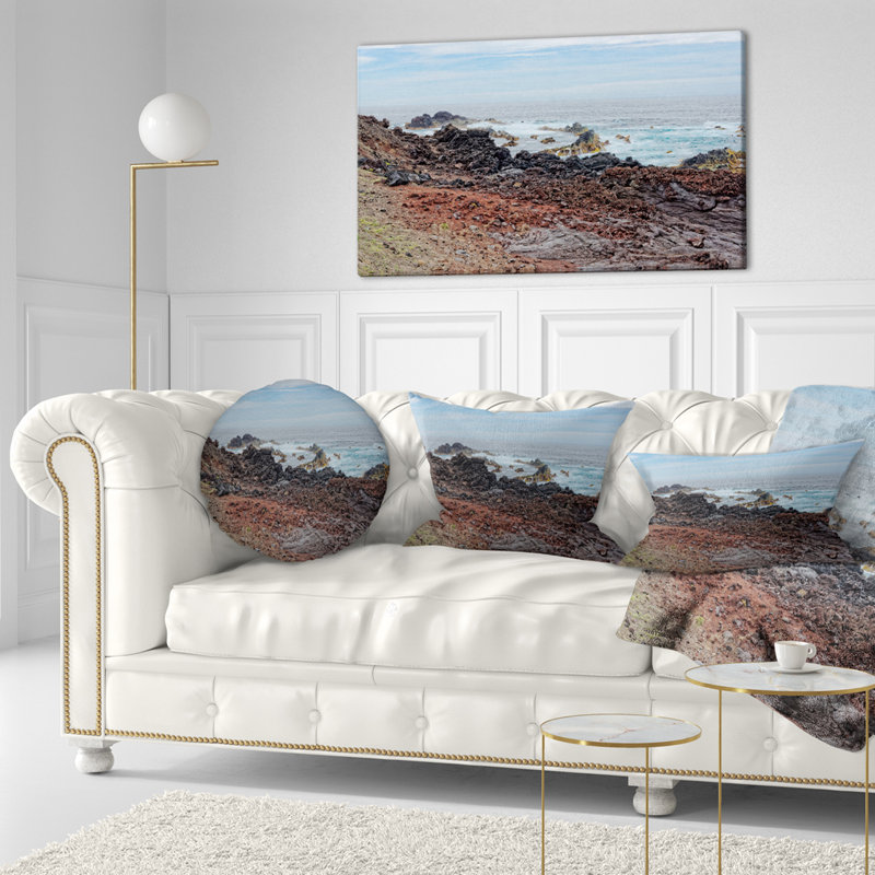 Coussin décoratif magnifique Azores Rocky Coast - Sea & Shore, 18 po x 18 po, Carré