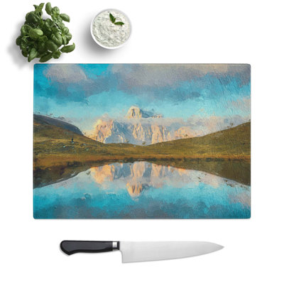 Glass Lago Delle Baste Mountain in Italy Chopping Board