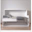 Lit simple blanc extra long avec bureau intégré, parfait pour un espace compact et multifonctionnel