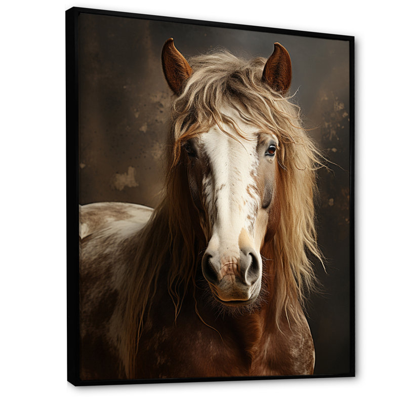Kededra Brown Horse Harmonious Balance, reproduction d'art sur toile, Cadre flottant noir, H 32 po x l 16 po x P 1 po