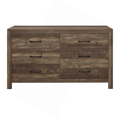 Commode 1 pièce à poignées noires style rustique en bois