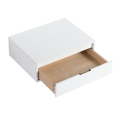 Meuble-lavabo mural blanc brillant 24 po moderne, tiroir à fermeture en douceur, design flottant pour rangement et organisation de chambre à coucher en blanc, solutions d'étude