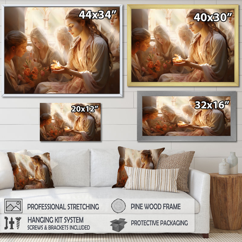 Folk Religion Miracles Embrace - impression, H 30 po x l 40 po x P 1,5 po, Toile tendue