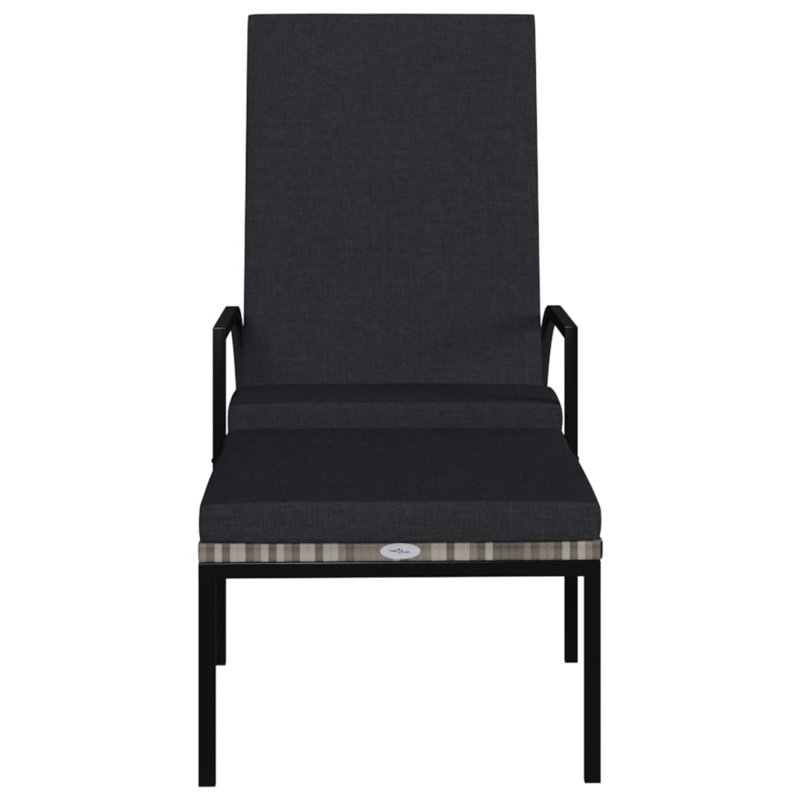 78" Long Double chaise with Cushions, Black/Gray