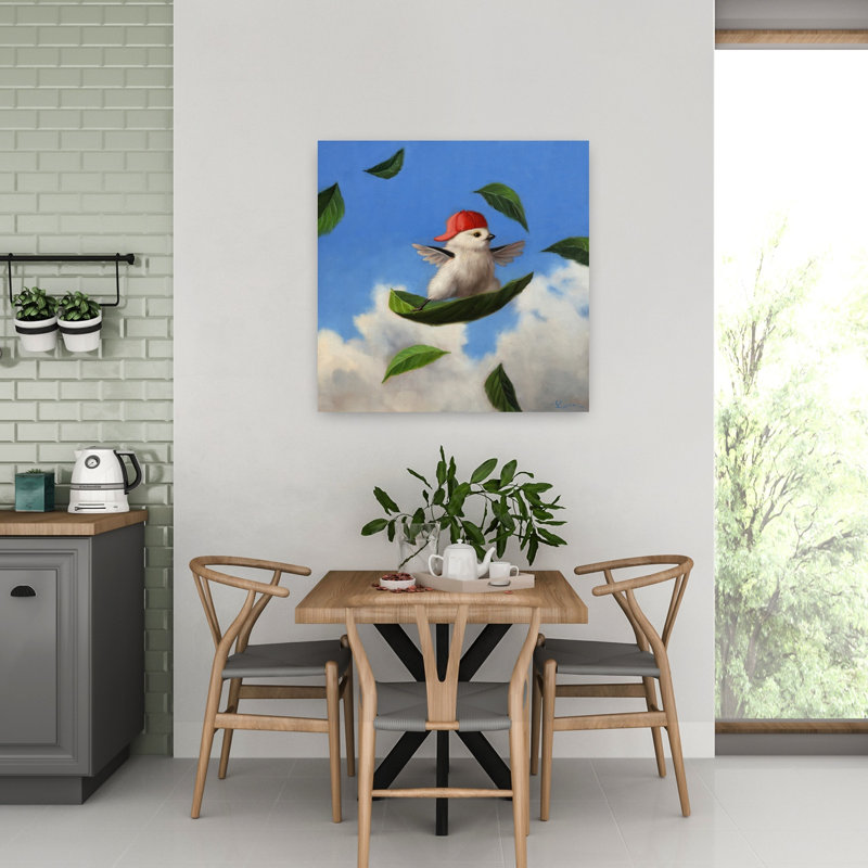 Vent, surfeur, oiseau, art urbain contemporain, H 32 po x l 32 po