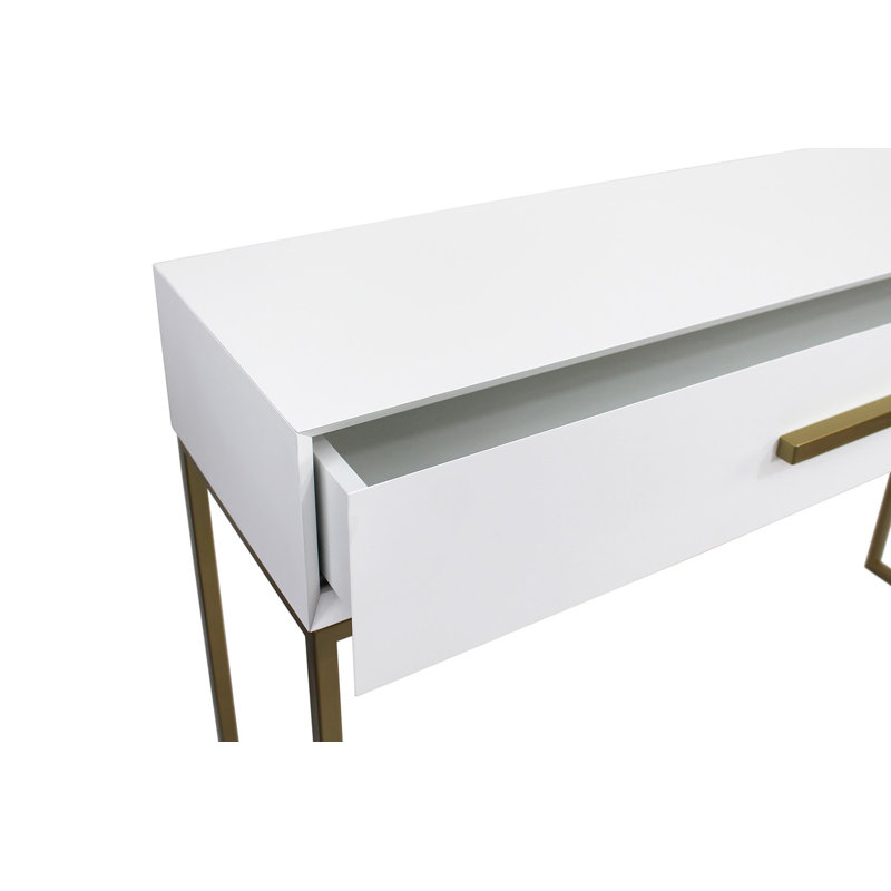 Gossett 100cm Console Table, Gold, White
