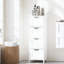 Armoire de salle de bain à 4 tiroirs blanche, autoportante et peu encombrante pour salle de bain avec rangement, design compact