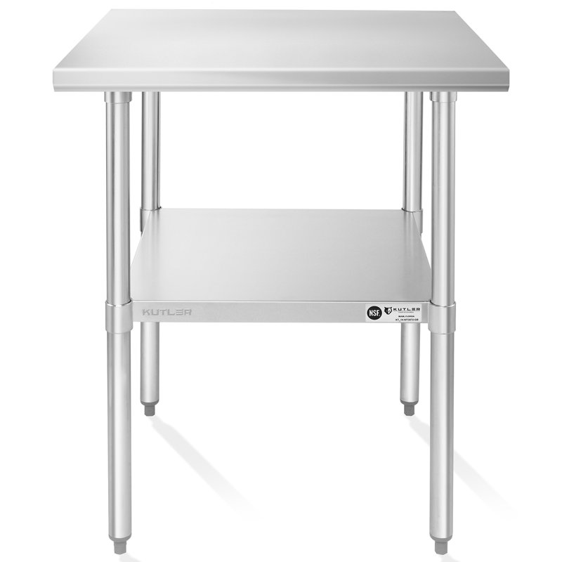 KUTLER 34.5" Stainless Steel Commercial Kitchen Prep Table with Undershelf