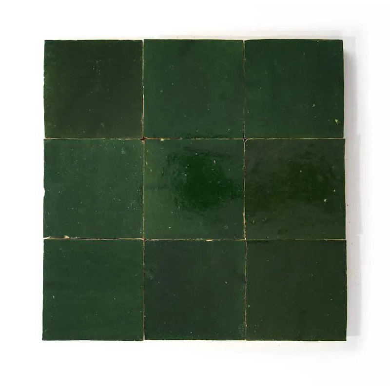 Carreau de mur et plancher marocain 4 po x 4 po Zellige, Turquoise