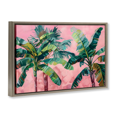 Dessus de palmiers sur cadre flottant rose, design par LSR Design Studio