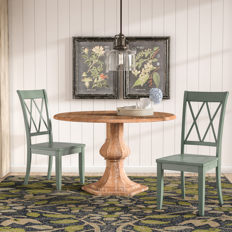 Eshell 19'' H Solid Wood Side Chair, Teal