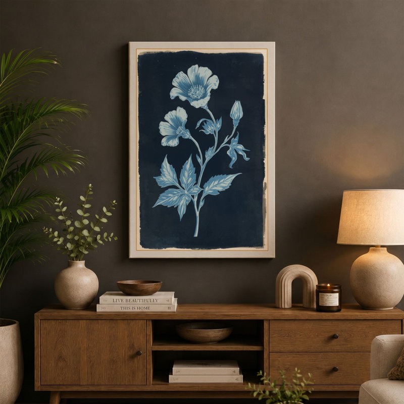 Pale Blue Botanical - Wrapped Canvas, 18x12 - 45.7 x 30.5 cm, White Border