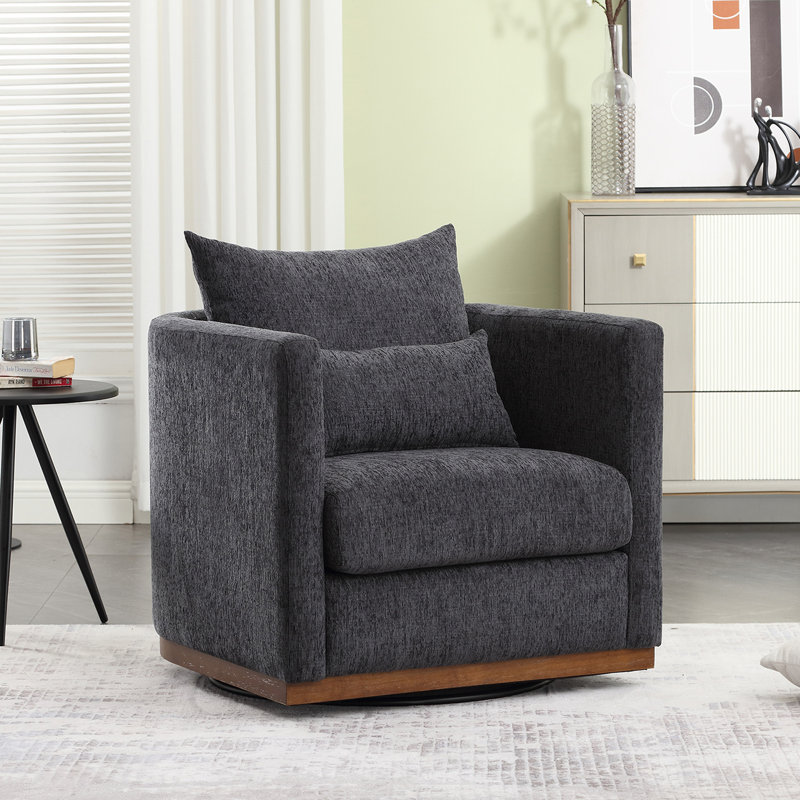 Fauteuil demi-tonneau pivotant Schoth à 360 degrés, Noir carbone