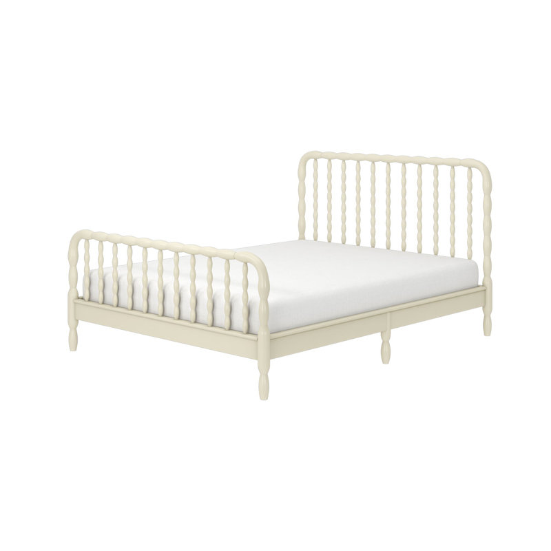Lind Spindle Solid Wood Bed, Queen, Linen White