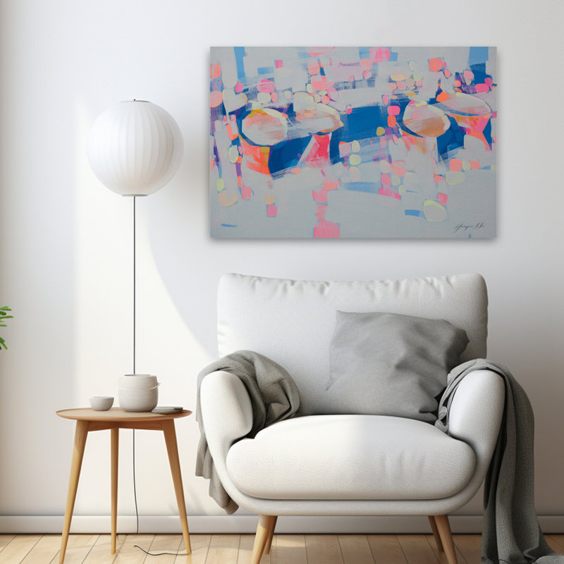 Harbour 1 bleu gris rosé multicolore Art contemporain, H 36 po x l 24 po