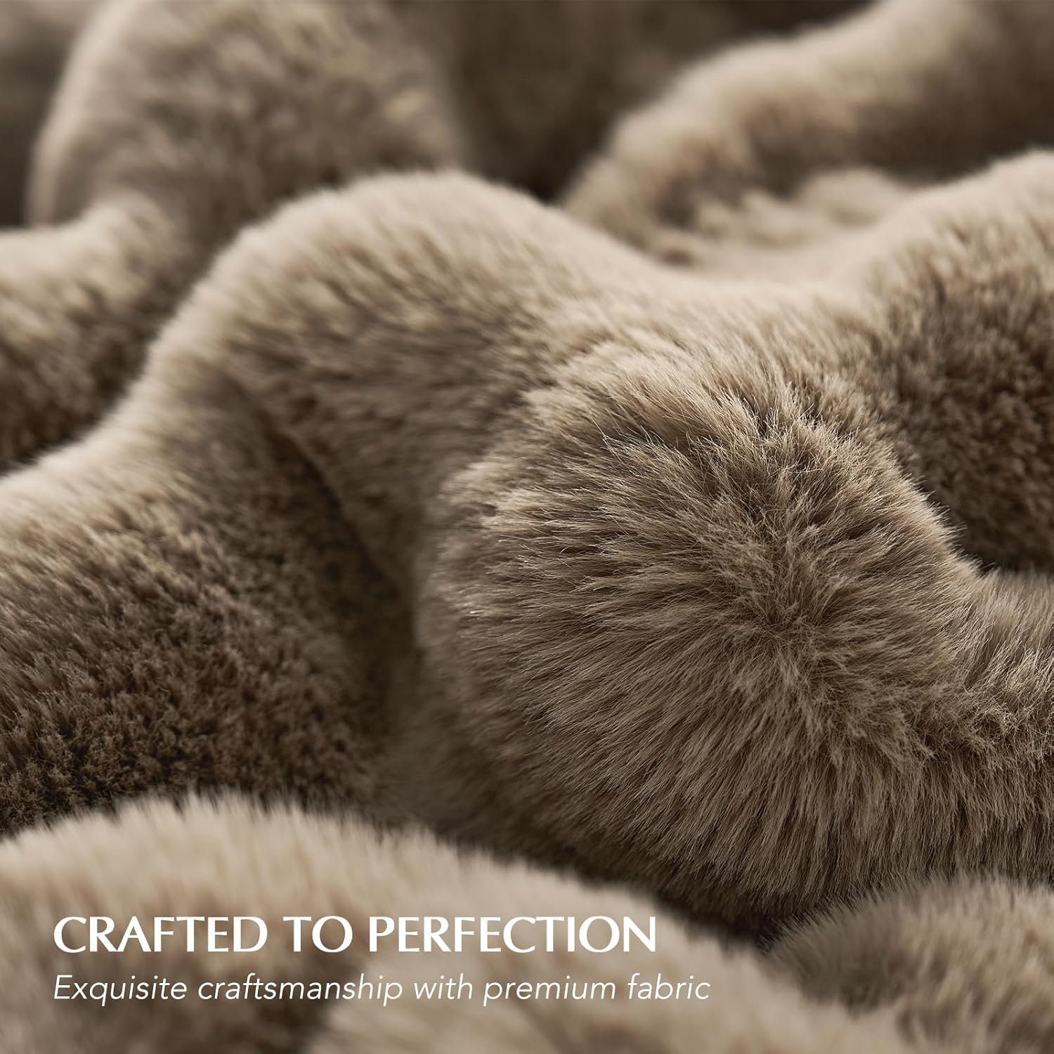 Ridgeline Faux Fur Throw Blanket, 80" L x 60" W, Greige